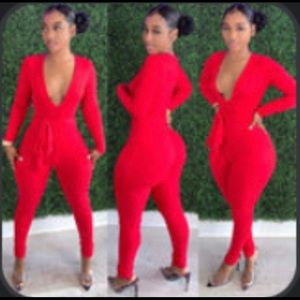 Radiant red jumpsuit!